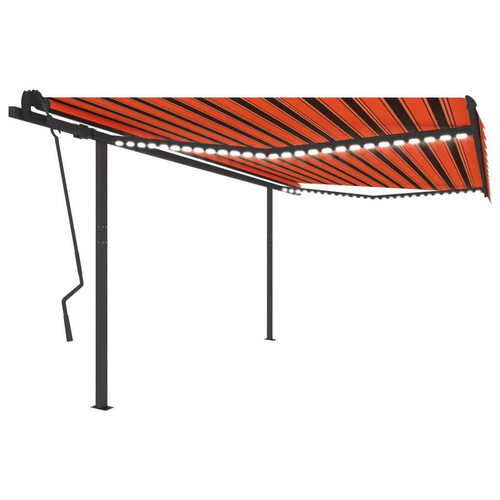 Copertină retractabilă manual, LED, portocaliu/ maro 4,5x3,5 cm