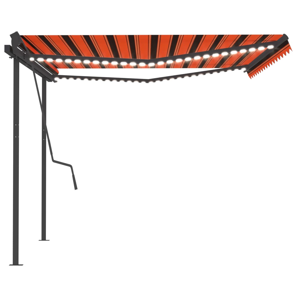 Copertină retractabilă manual, LED, portocaliu/ maro 4,5x3,5 cm