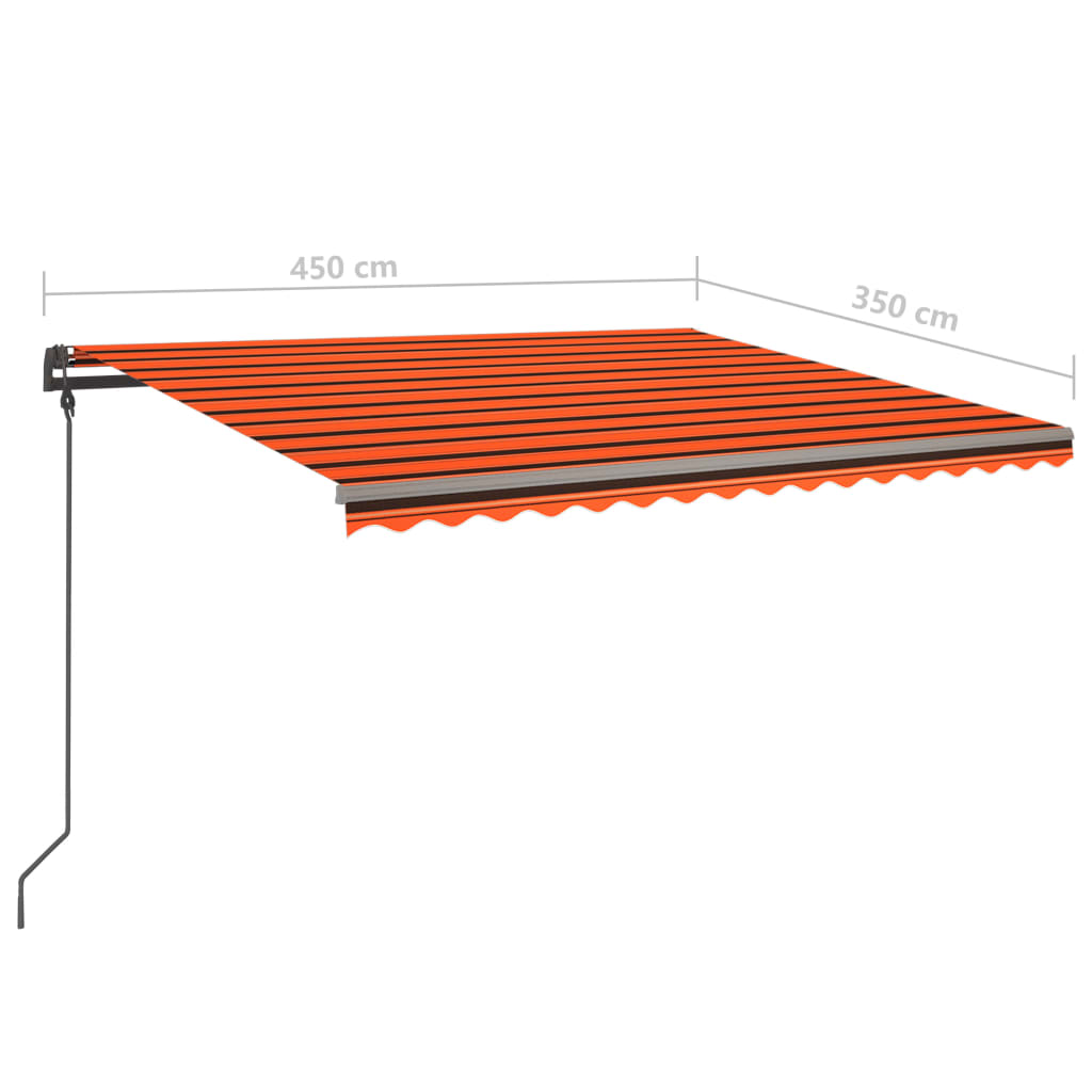 Copertină retractabilă manual, LED, portocaliu/ maro 4,5x3,5 cm