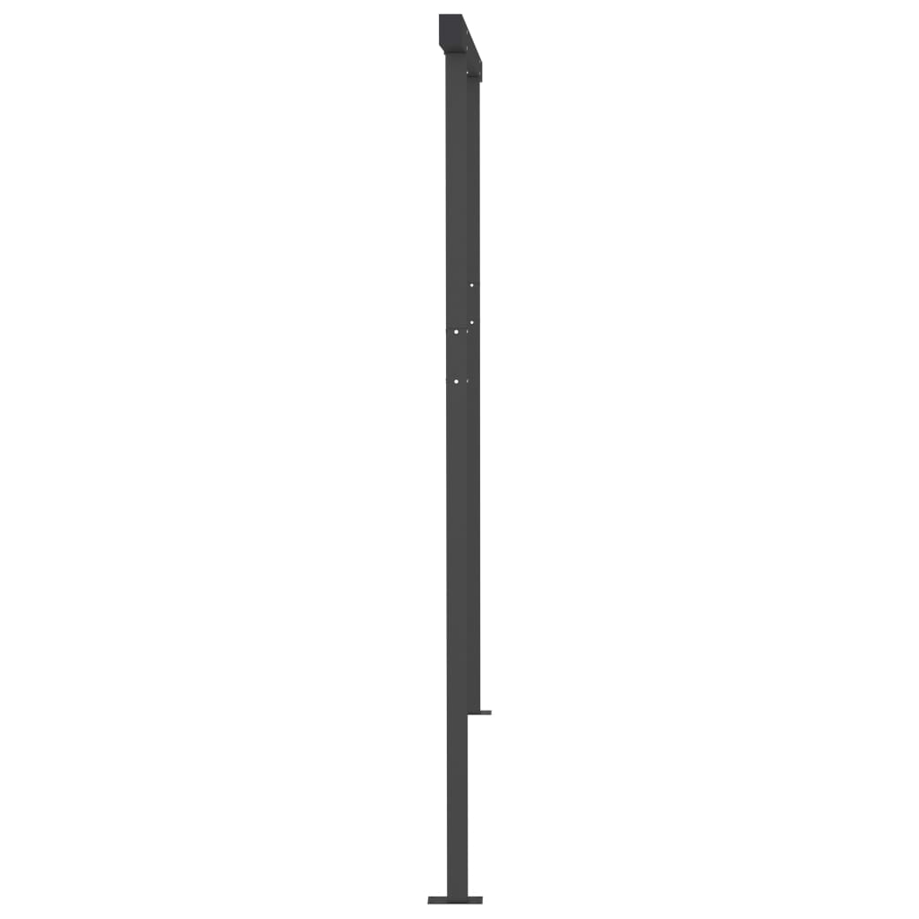 Copertină retractabilă automat, stâlpi, albastru/alb, 4,5x3,5 m