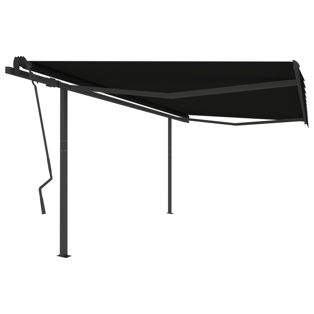 Copertină retractabilă automat, cu stâlpi, antracit, 4,5x3,5 m