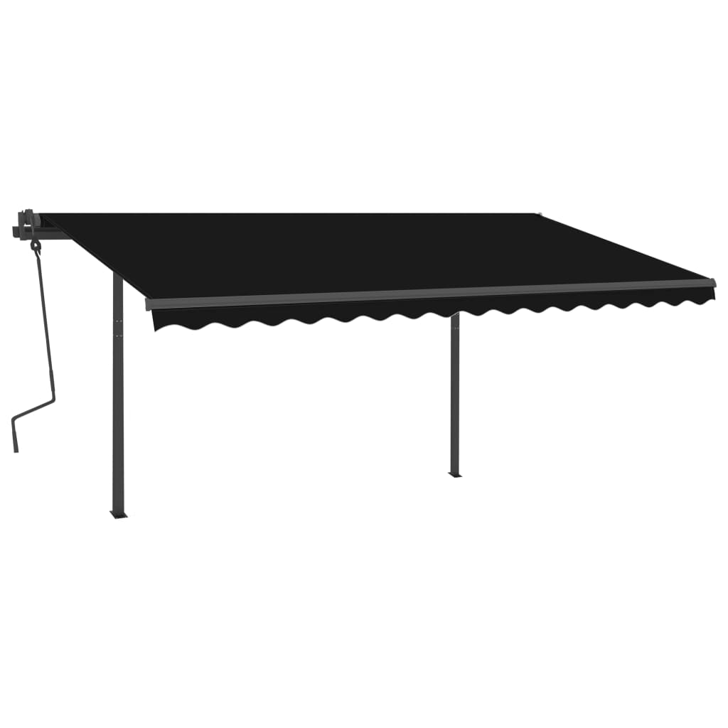 Copertină retractabilă automat, cu stâlpi, antracit, 4,5x3,5 m