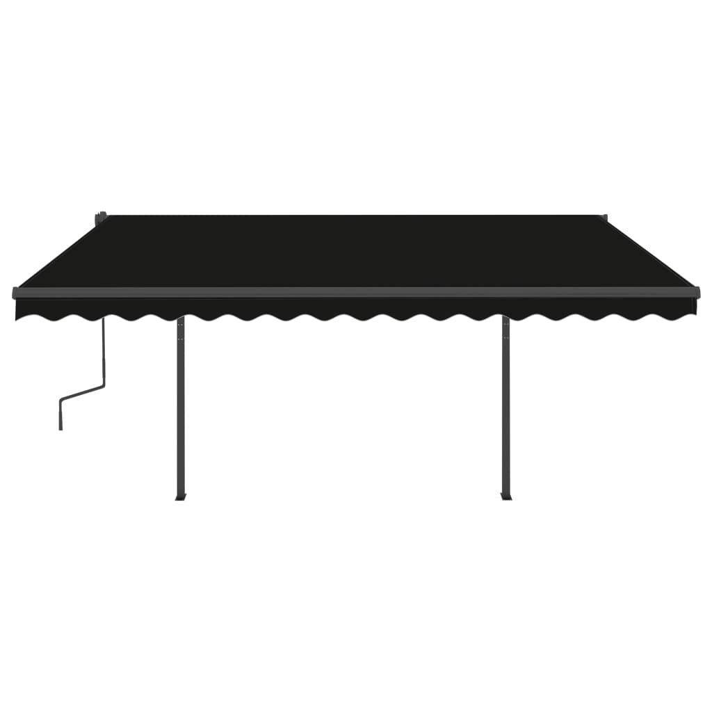 Copertină retractabilă automat, cu stâlpi, antracit, 4,5x3,5 m