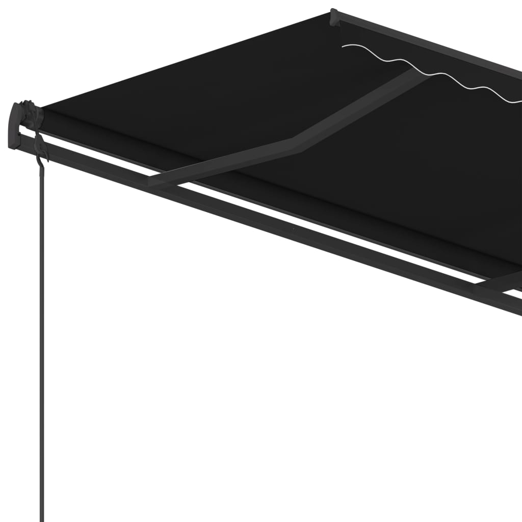 Copertină retractabilă automat, cu stâlpi, antracit, 4,5x3,5 m