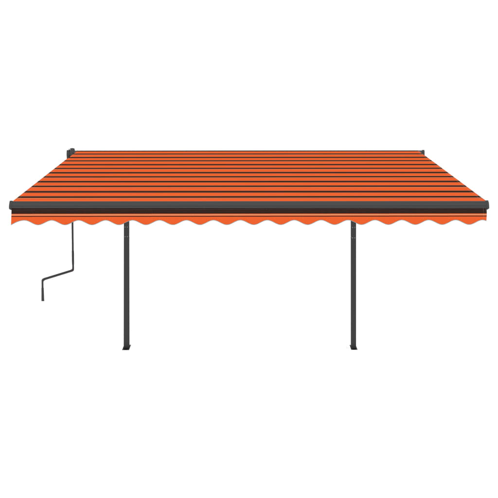 Copertină retractabilă automat stâlpi portocaliu&maro 4,5x3,5 m