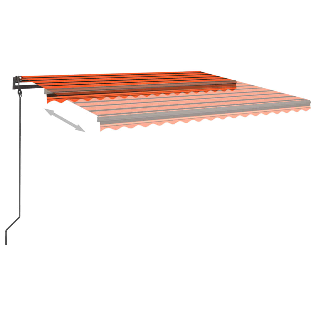 Copertină retractabilă automat stâlpi portocaliu&maro 4,5x3,5 m