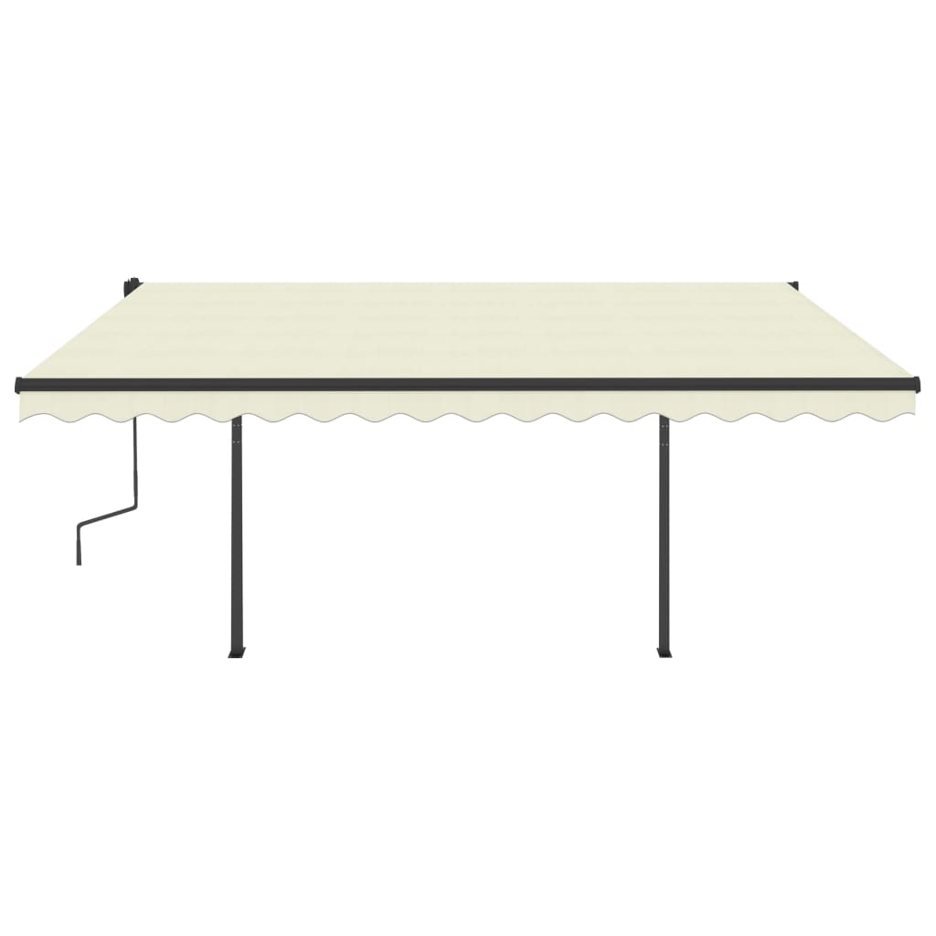 Copertină retractabilă manual, cu LED, crem, 5x3,5 m