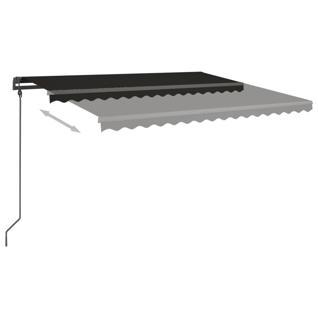 Copertină retractabilă manual, cu LED, antracit, 5x3,5 m