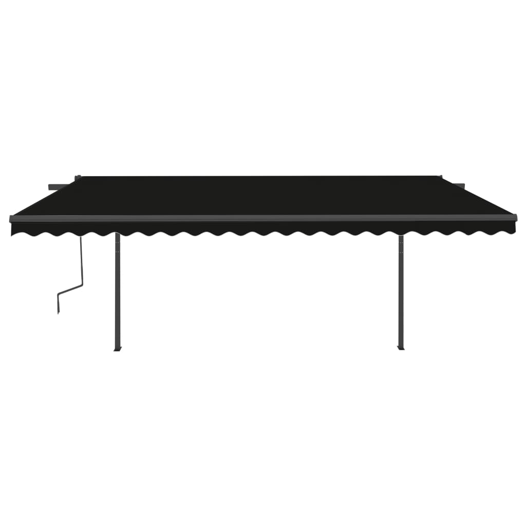 Copertină retractabilă automat, cu stâlpi, antracit, 5x3,5 m