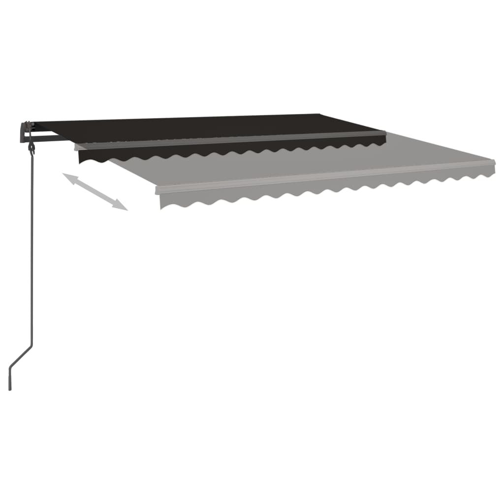 Copertină retractabilă automat, cu stâlpi, antracit, 5x3,5 m