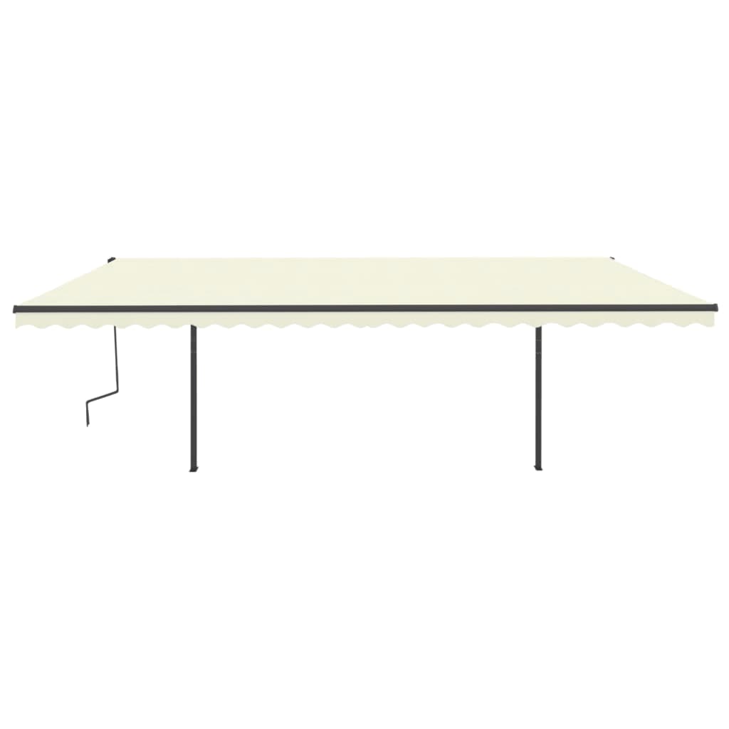 Copertină retractabilă manual cu stâlpi, crem, 6x3,5 m