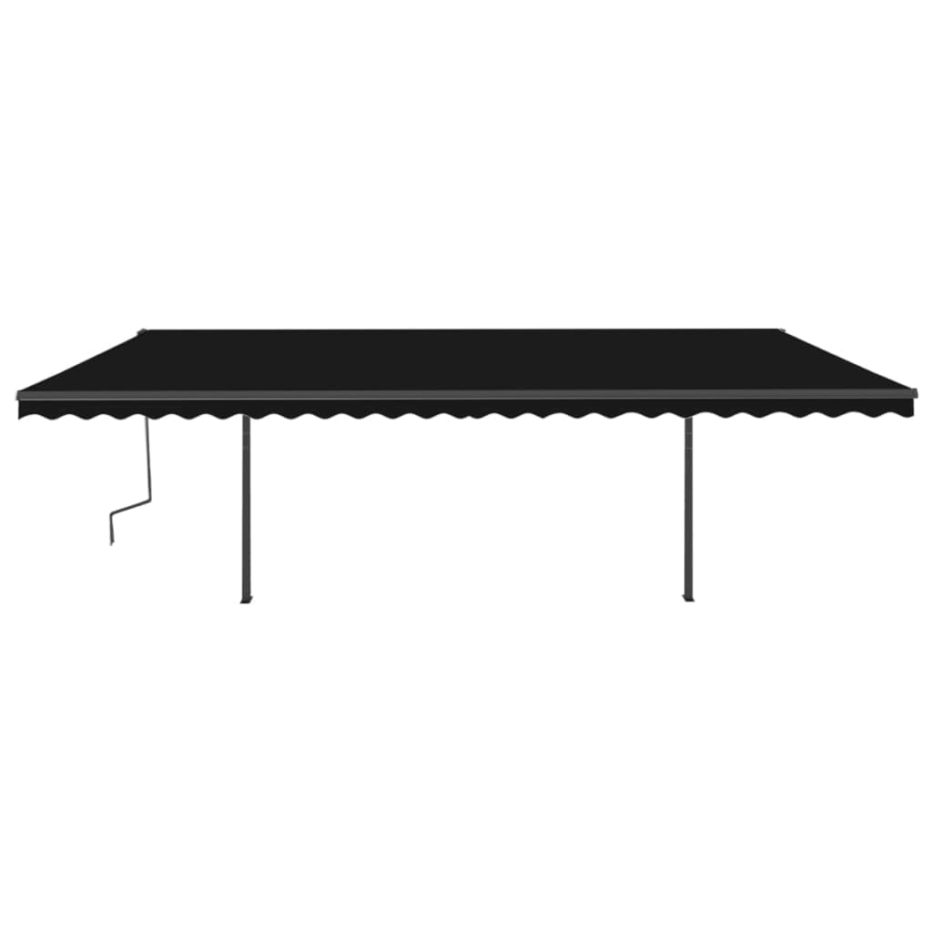 Copertină retractabilă manual cu stâlpi, antracit, 6x3,5 m