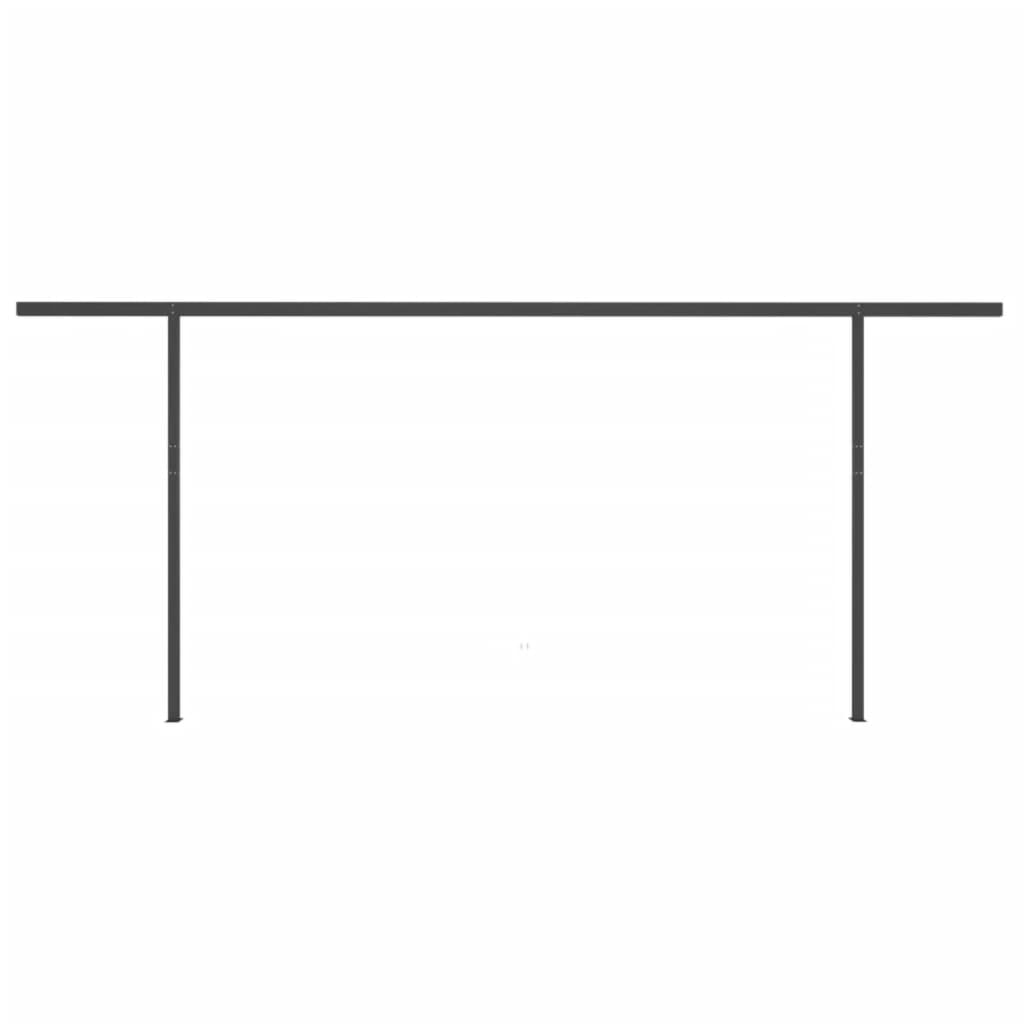 Copertină retractabilă manual cu stâlpi, antracit, 6x3,5 m