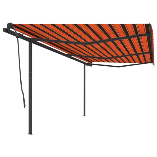 Copertină retractabilă manual, stâlpi, portocaliu/maro 6x3,5 cm