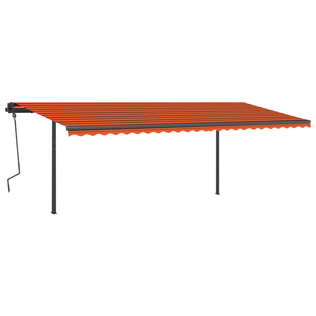 Copertină retractabilă manual, stâlpi, portocaliu/maro 6x3,5 cm