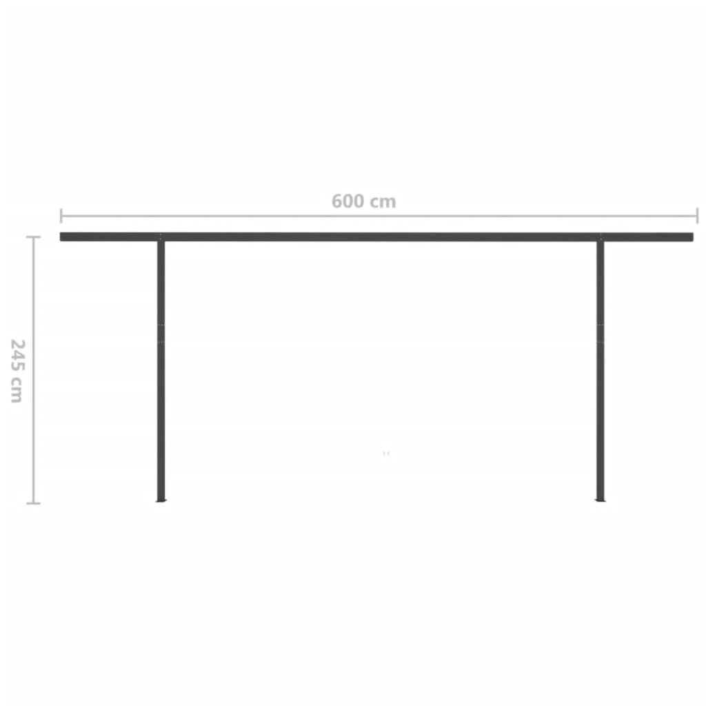 Copertină retractabilă manual, stâlpi, portocaliu/maro 6x3,5 cm