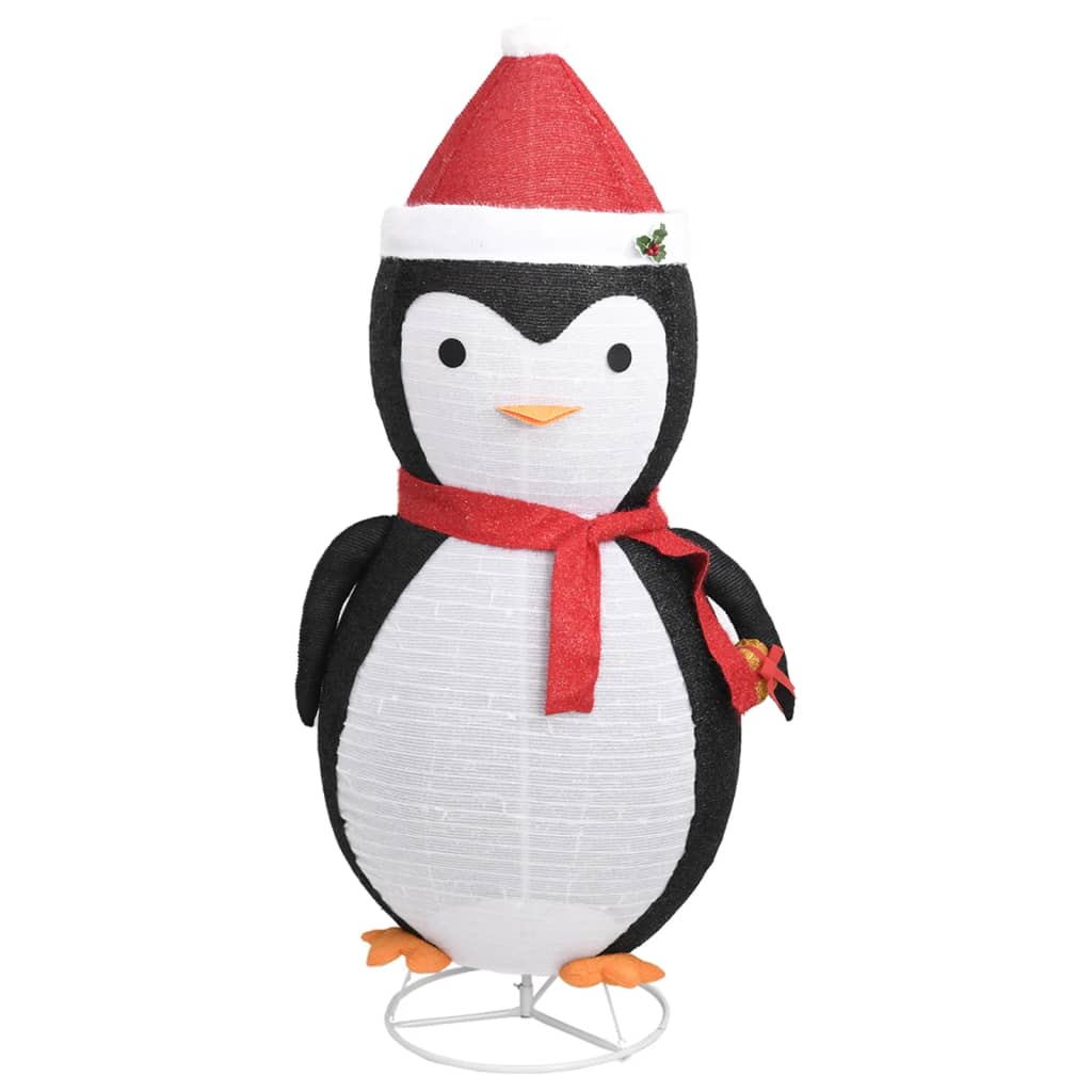 Figurină pinguin decorativă Crăciun, LED, 180 cm, țesătură lux