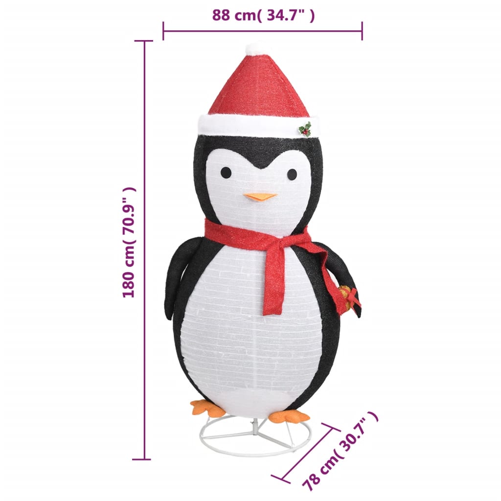 Figurină pinguin decorativă Crăciun, LED, 180 cm, țesătură lux