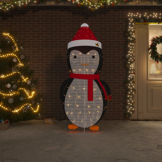 Figurină pinguin decorativă Crăciun, LED, 180 cm, țesătură lux