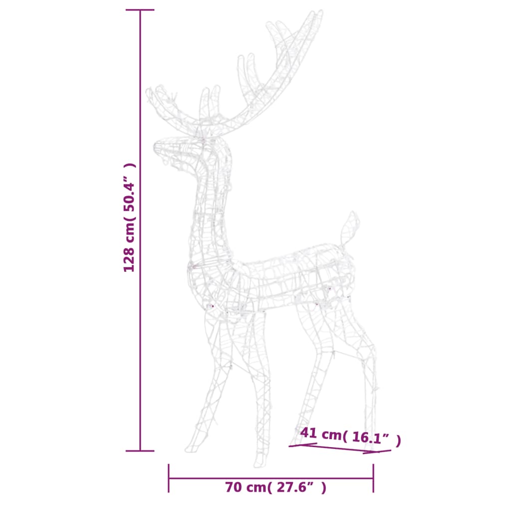 Decorațiune de Crăciun ren 140 LED-uri alb cald 120 cm acril