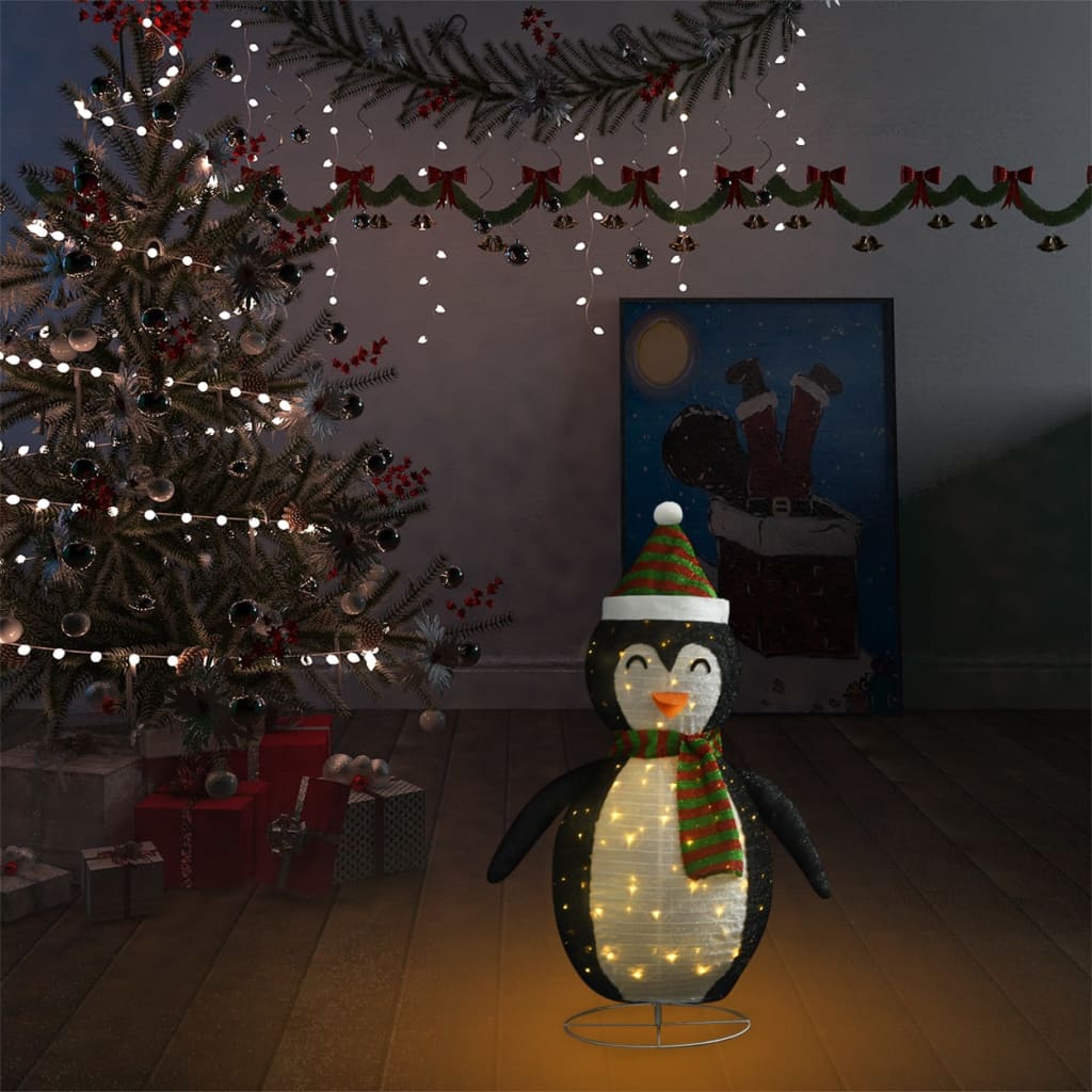 Figurină pinguin decorativă de Crăciun, LED, 60 cm țesătură lux