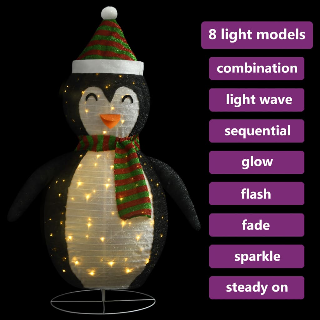 Figurină pinguin decorativă de Crăciun, LED, 90 cm țesătură lux