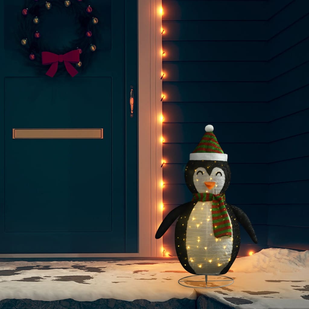 Figurină pinguin decorativă de Crăciun, LED, 90 cm țesătură lux