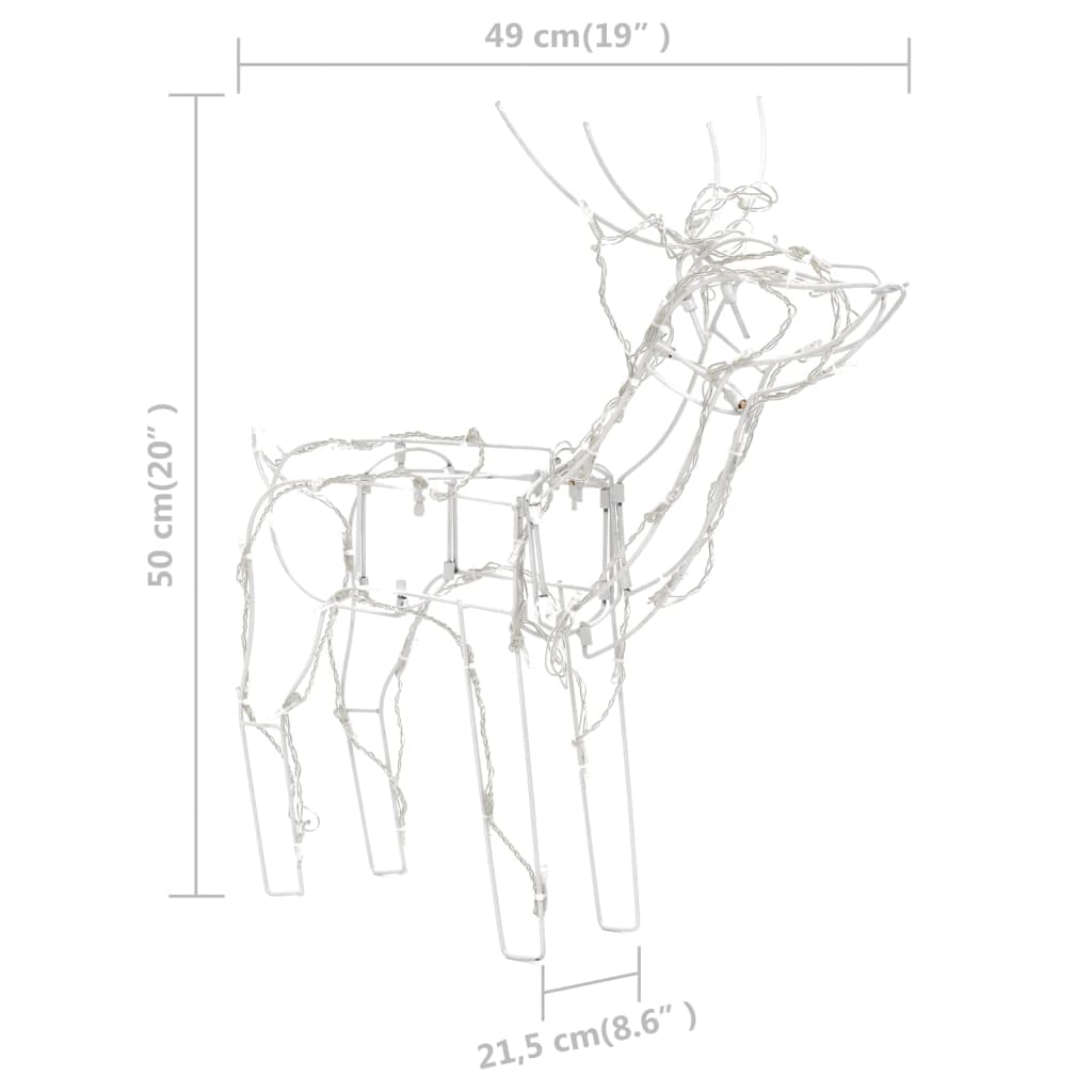 Instalație de lumini de Crăciun cu reni, 3 piese, 229 LED-uri