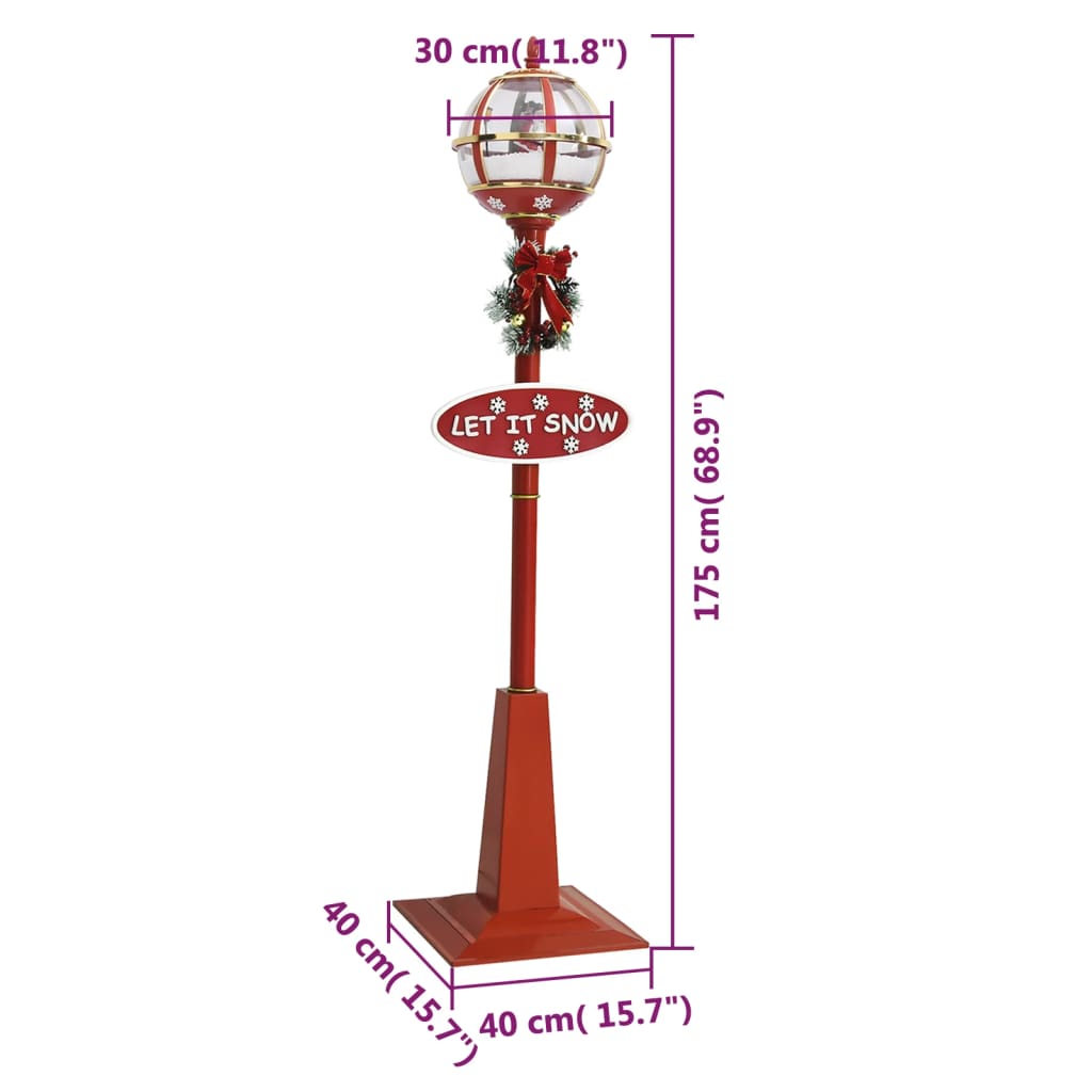 Felinar stradal cu Moș Crăciun, LED, 175 cm