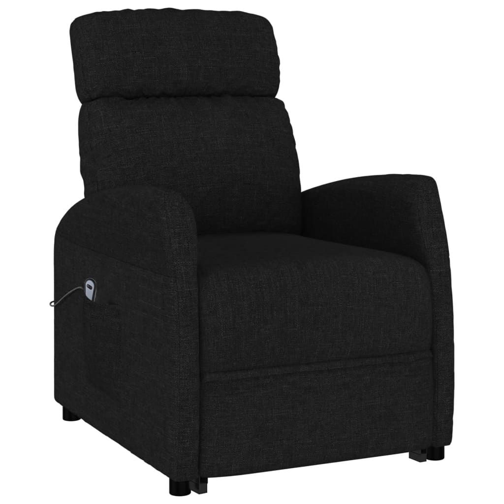 Fotoliu cu ridicare, negru, material textil