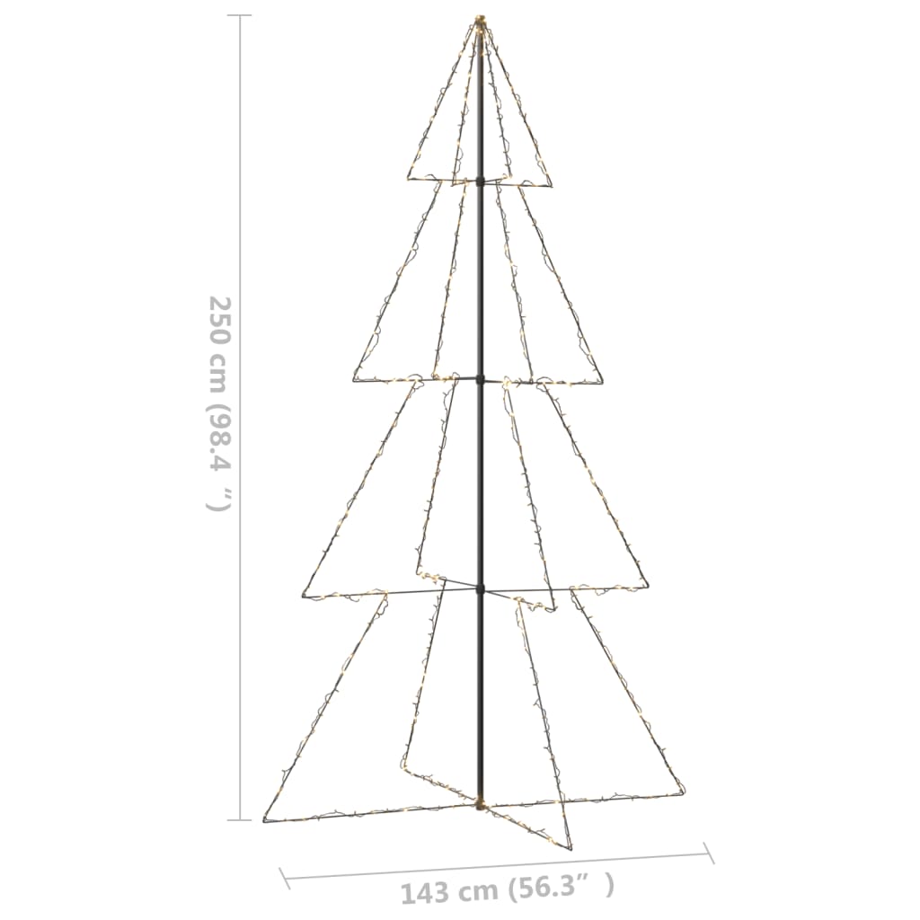 Brad Crăciun conic 360 LED-uri, 143x250 cm, interior & exterior