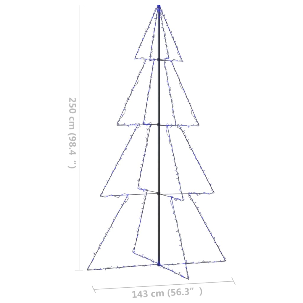 Brad Crăciun conic 360 LED-uri, 143x250 cm, interior & exterior