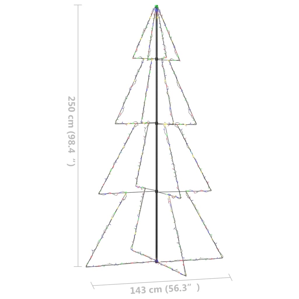 Brad Crăciun conic 360 LED-uri, 143x250 cm, interior & exterior