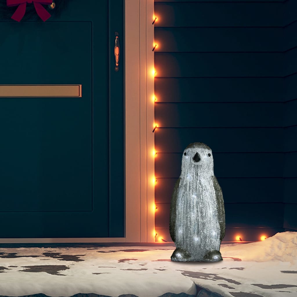 Figurină pinguin de Crăciun cu LED 30cm acril interior/exterior