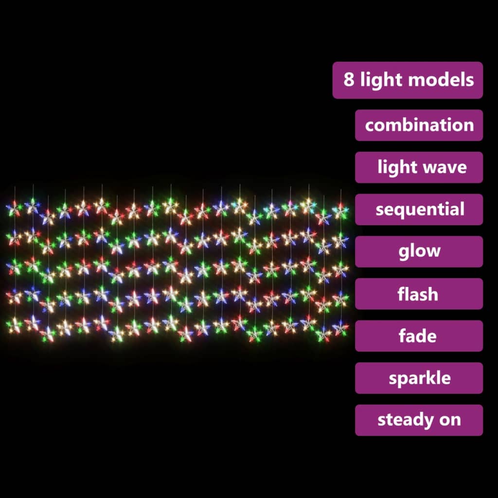 Instalație lumini tip perdea stele 500 LED multicolor 8 funcții
