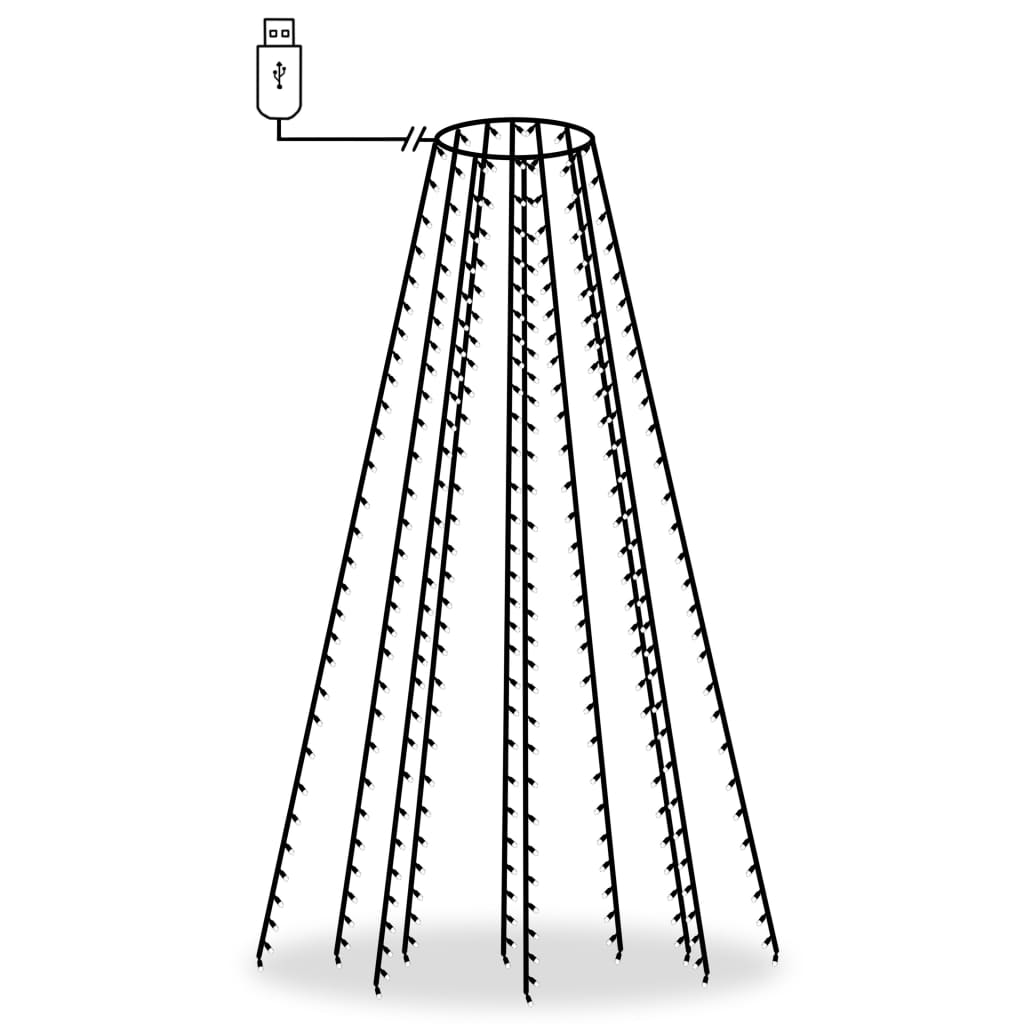 Instalație brad de Crăciun cu 250 LED-uri, alb rece, 250 cm