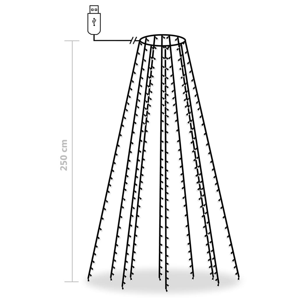 Instalație brad de Crăciun cu 250 LED-uri, multicolor, 250 cm