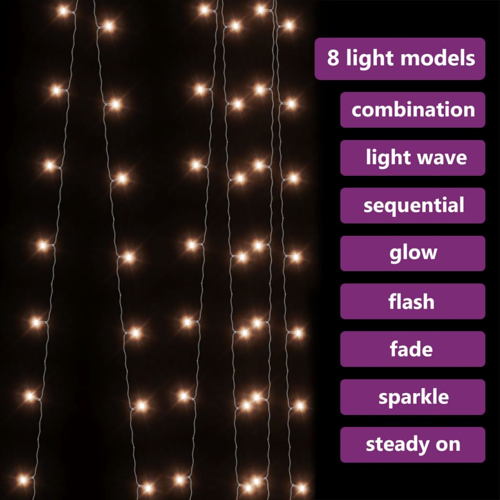 Instalație lumini tip perdea 300 LED alb cald 3x3 m 8 funcții