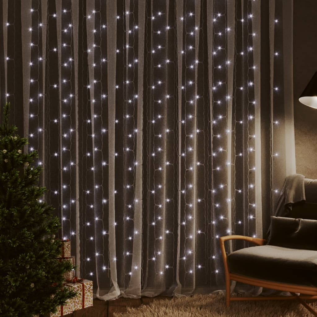 Instalație lumini tip perdea 300 LED alb rece 3x3 m 8 funcții