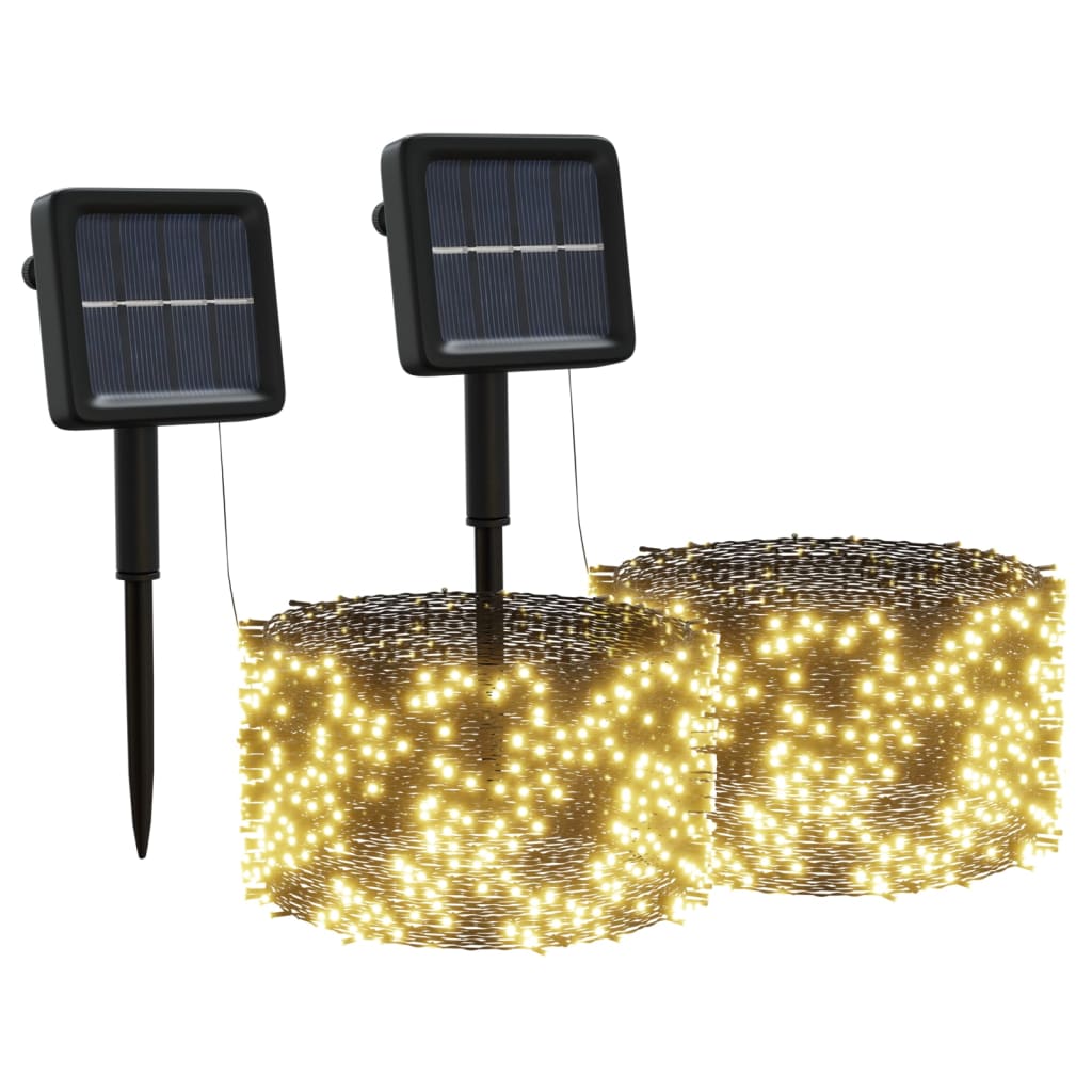 Lumini solare, 2 buc, 2x200, LED, alb cald, interior exterior