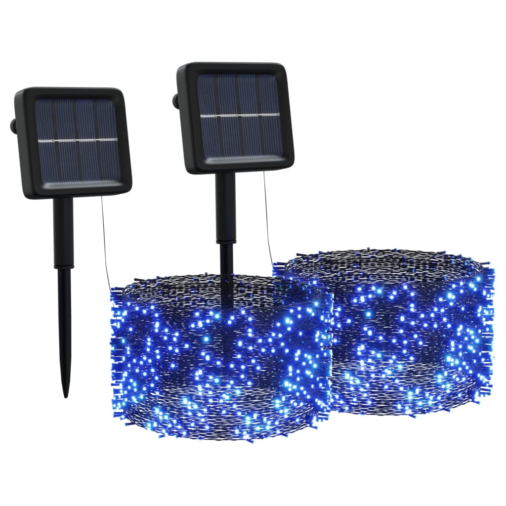 Instalație de lumini solare, 2 buc.x200 LED albastru int/ext