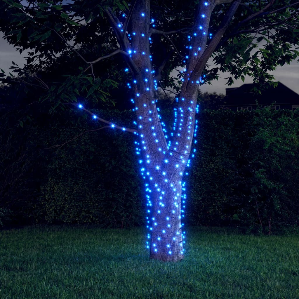 Instalație de lumini solare, 2 buc.x200 LED albastru int/ext