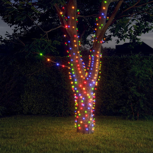 Instalație solară de lumini, 2 buc.x200 LED multicolor int/ext