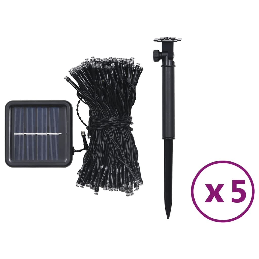 Instalație solară lumini 5x200 LED alb cald interior/exterior
