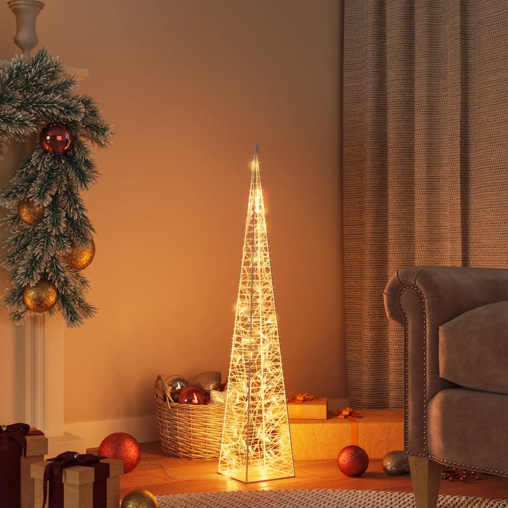 Con de lumină cu LED decorativ, alb cald, 90 cm, acril