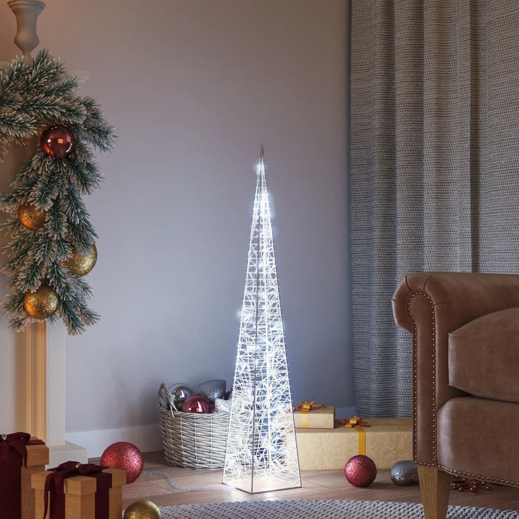 Con de lumină cu LED decorativ, alb rece, 90 cm, acrilic