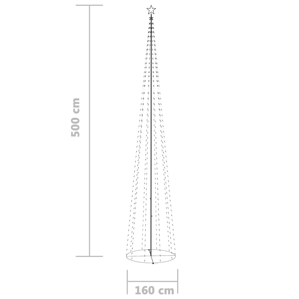 Decorațiune brad Crăciun conic 752 LED-uri albastru 160x500 cm