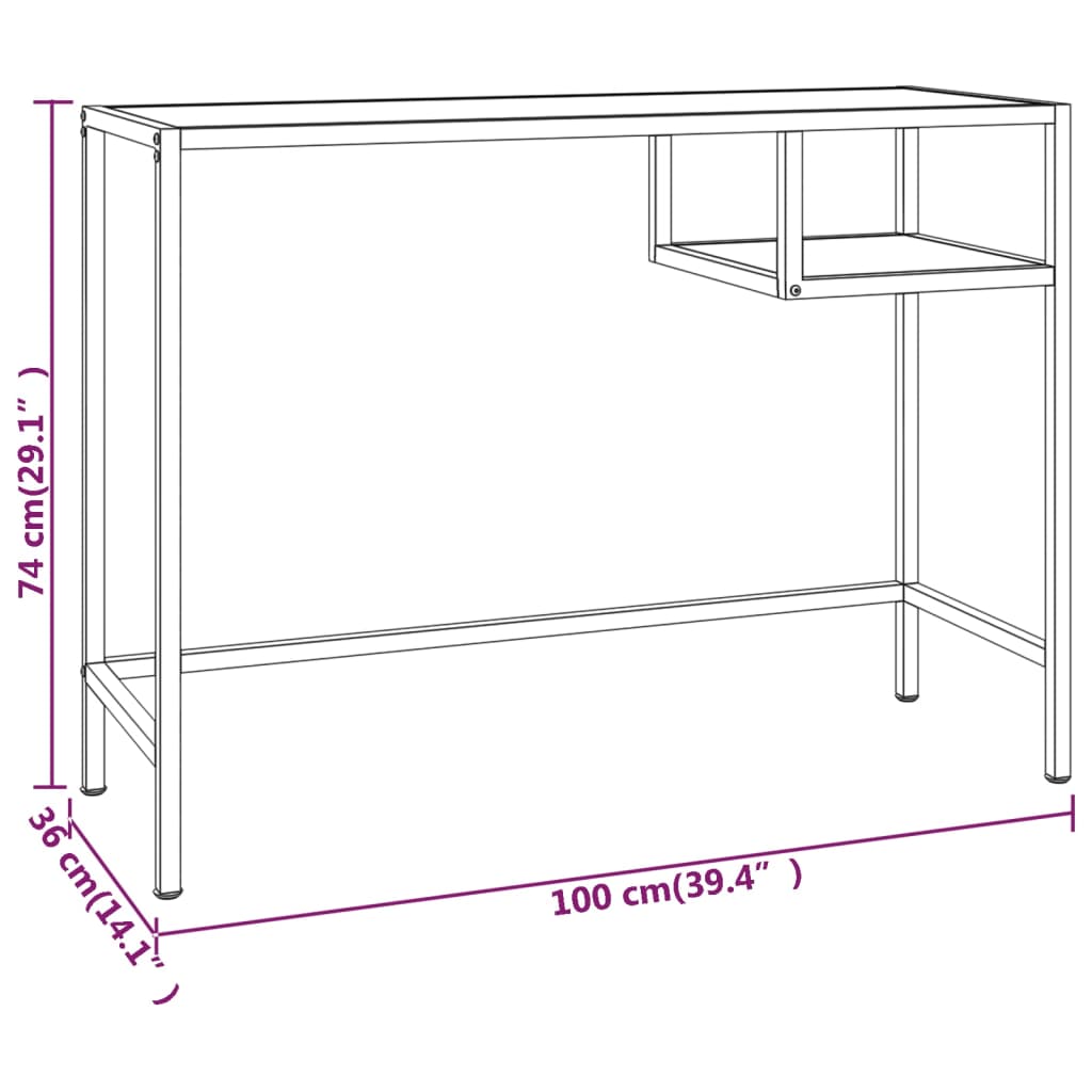 Birou de calculator transparent 100x36x74 cm sticlă securizată