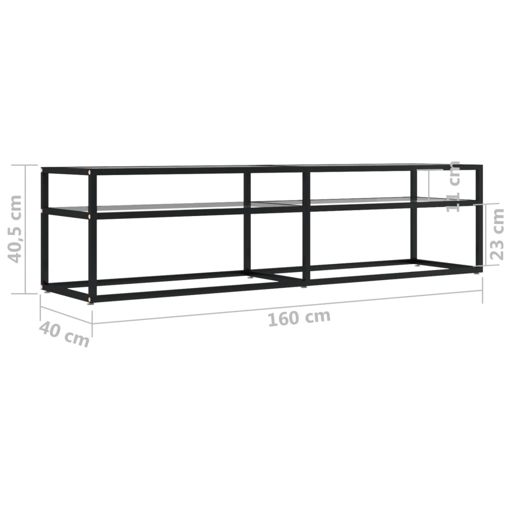 Comodă TV, transparent, 160x40x40,5 cm, sticlă securizată