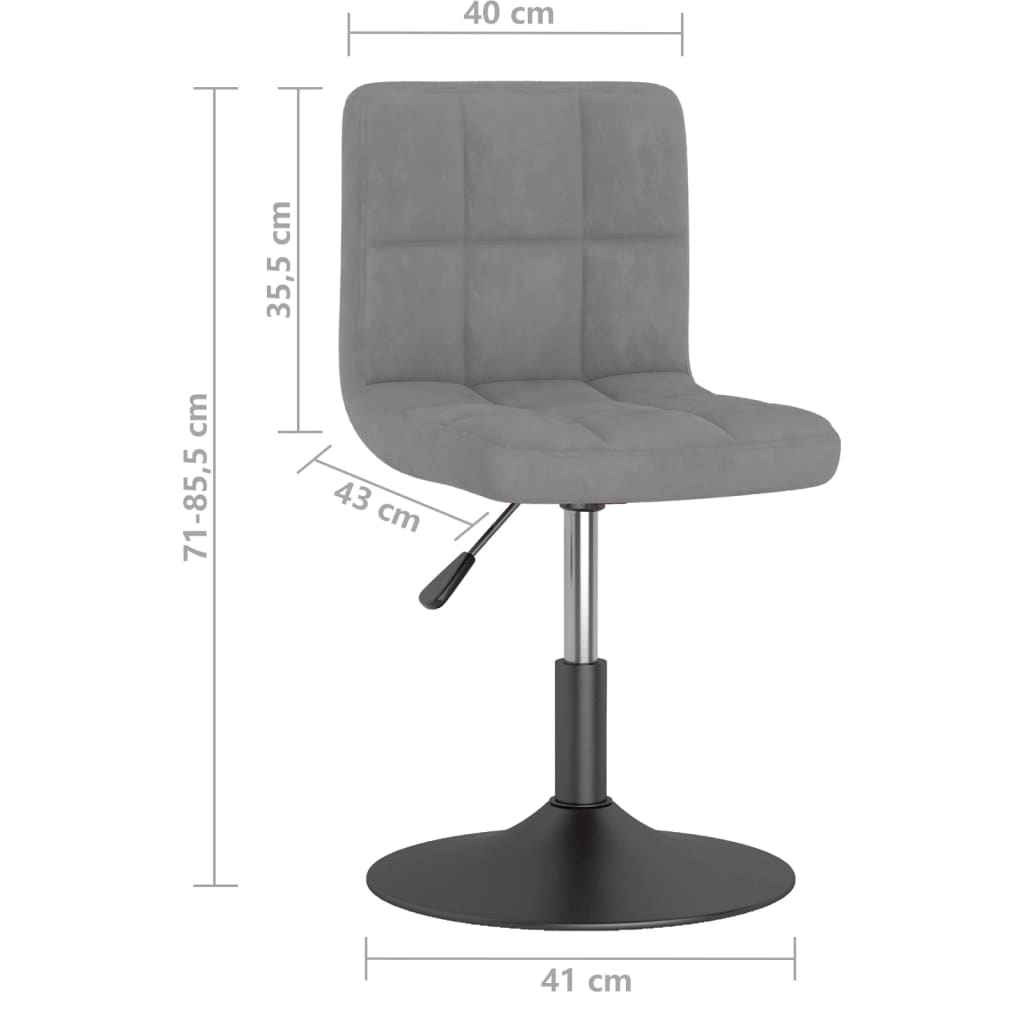 Scaun de bar pivotant, gri deschis, catifea